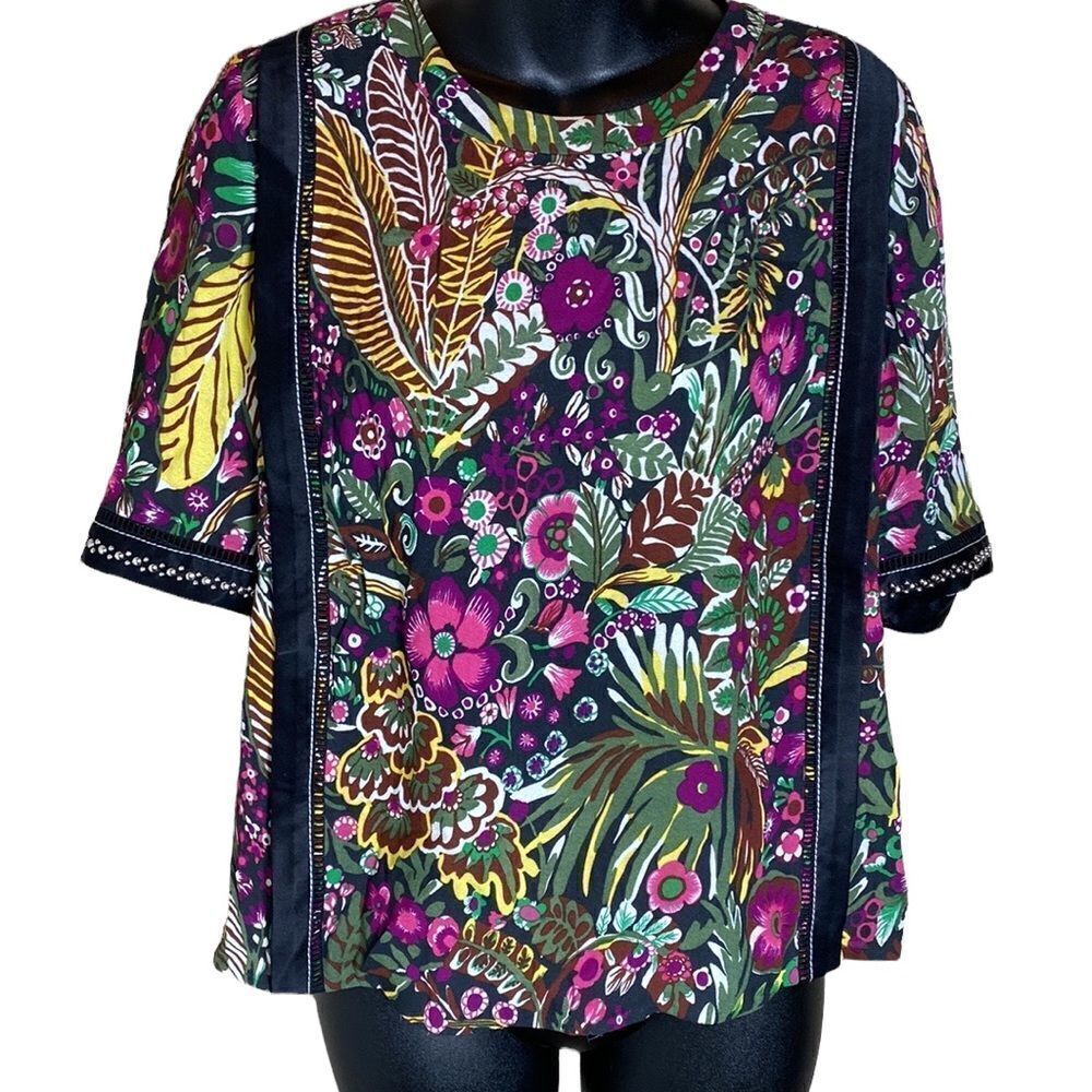 3.1 Phillip lim women’s 8 tropical floral dopamine embellished short sleeve top